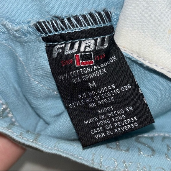 Rare Vintage Fubu Light Blue Denim Jacket Glitter Logo Womens size M - Picture 2 of 12